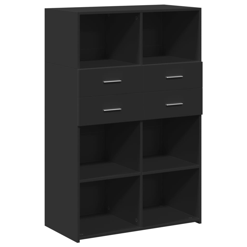 Highboard Black 80x42.5x124 cm Engineered Wood